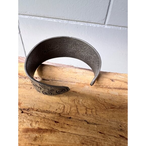 St Justin Pewter Celtic Spiral Patterned Open Cuff Bracelet - Picture 3 of 7